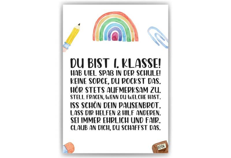 Tigerlino Poster Geschenk zum Schulanfang Affirmationsposter Einschulung Mutmacher von Tigerlino