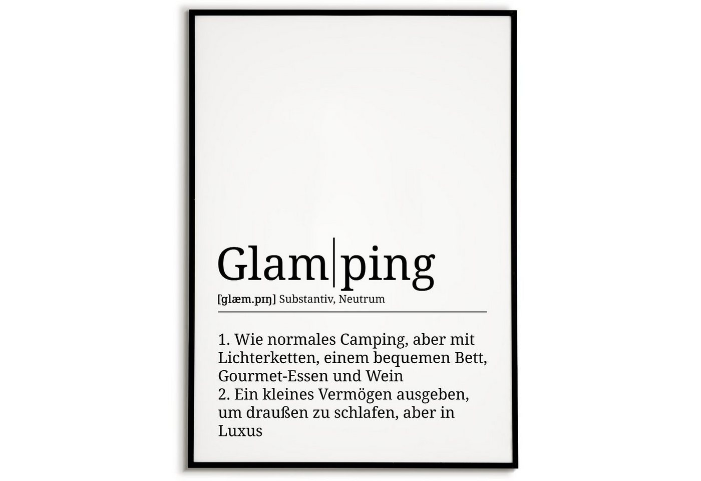 Tigerlino Poster Glamping Definition - Glamourous Camping Wandbild Geschenk von Tigerlino