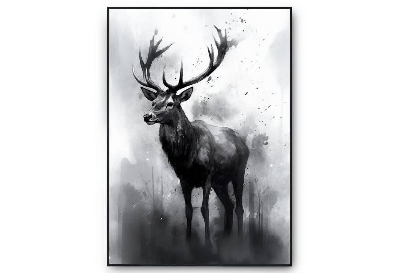Tigerlino Poster Hirsch Wandposter Wandbild Hirsch Kunstdruck Natur Wanddeko von Tigerlino