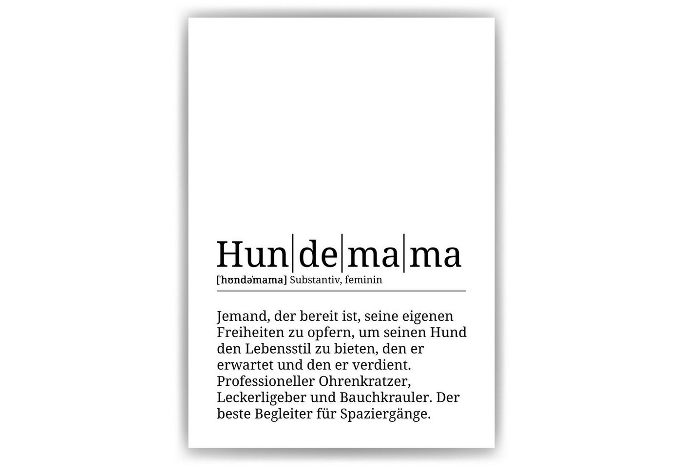 Tigerlino Poster Hundemama Wandbild Definition Hundeliebhaber Geschenk Hundebesitzer von Tigerlino