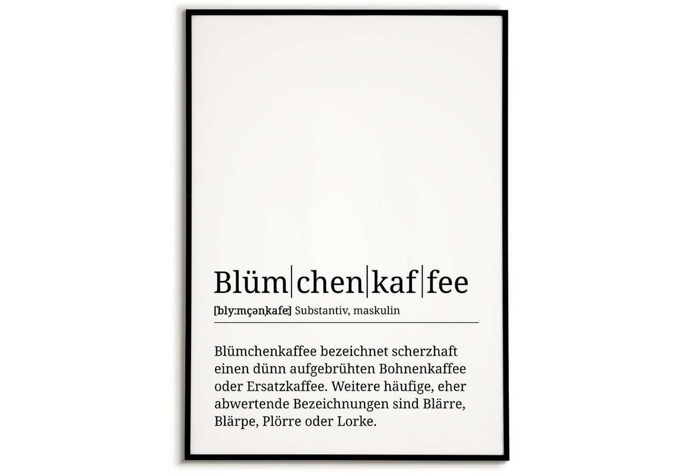 Tigerlino Poster Kaffeeliebhaber Geschenk Barista Kaffee Küche Wandbild Definition, Blümchenkaffee von Tigerlino