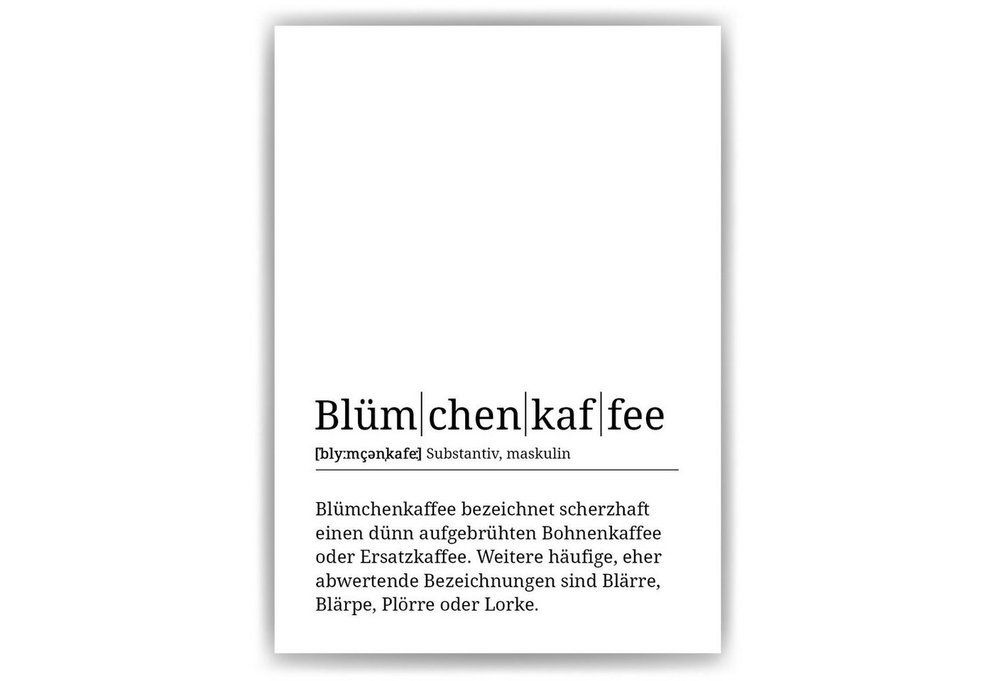 Tigerlino Poster Kaffeeliebhaber Geschenk Barista Kaffee Küche Wandbild Definition, Blümchenkaffee von Tigerlino