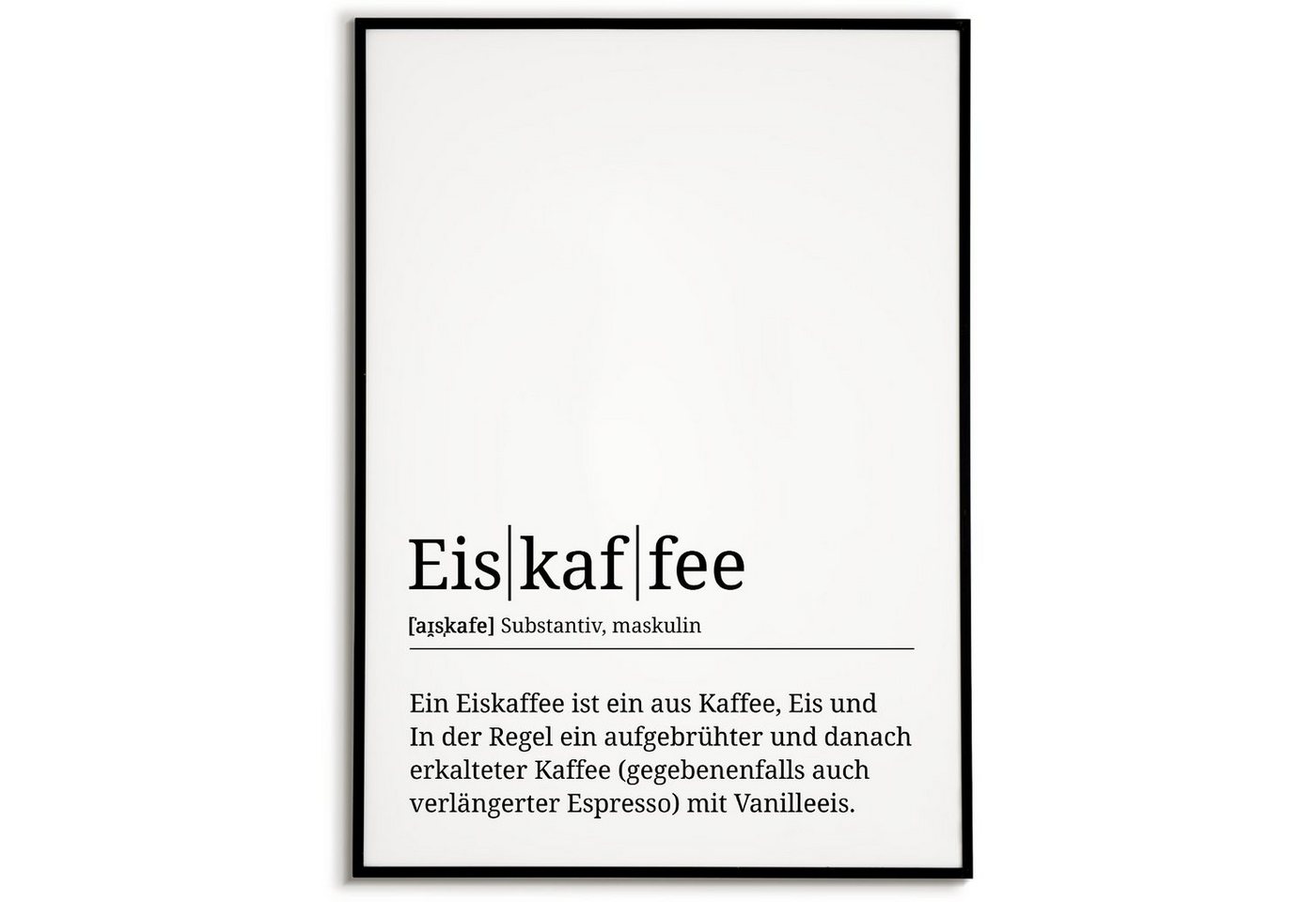 Tigerlino Poster Kaffeeliebhaber Geschenk Barista Kaffee Küche Wandbild Definition, Eiskaffee von Tigerlino