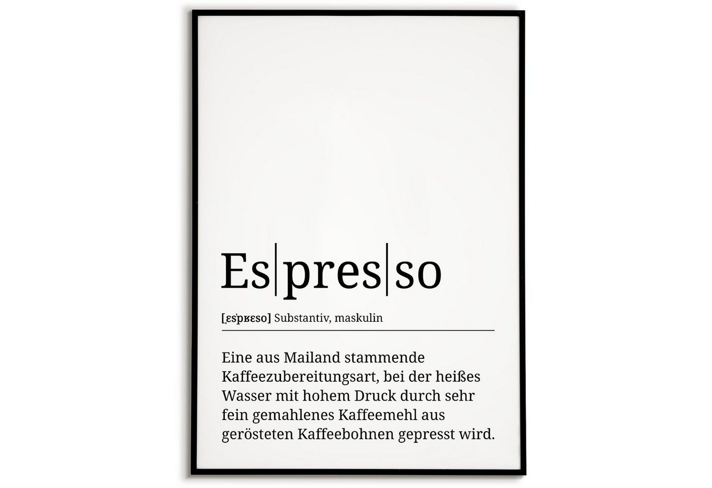 Tigerlino Poster Kaffeeliebhaber Geschenk Barista Kaffee Küche Wandbild Definition, Espresso von Tigerlino