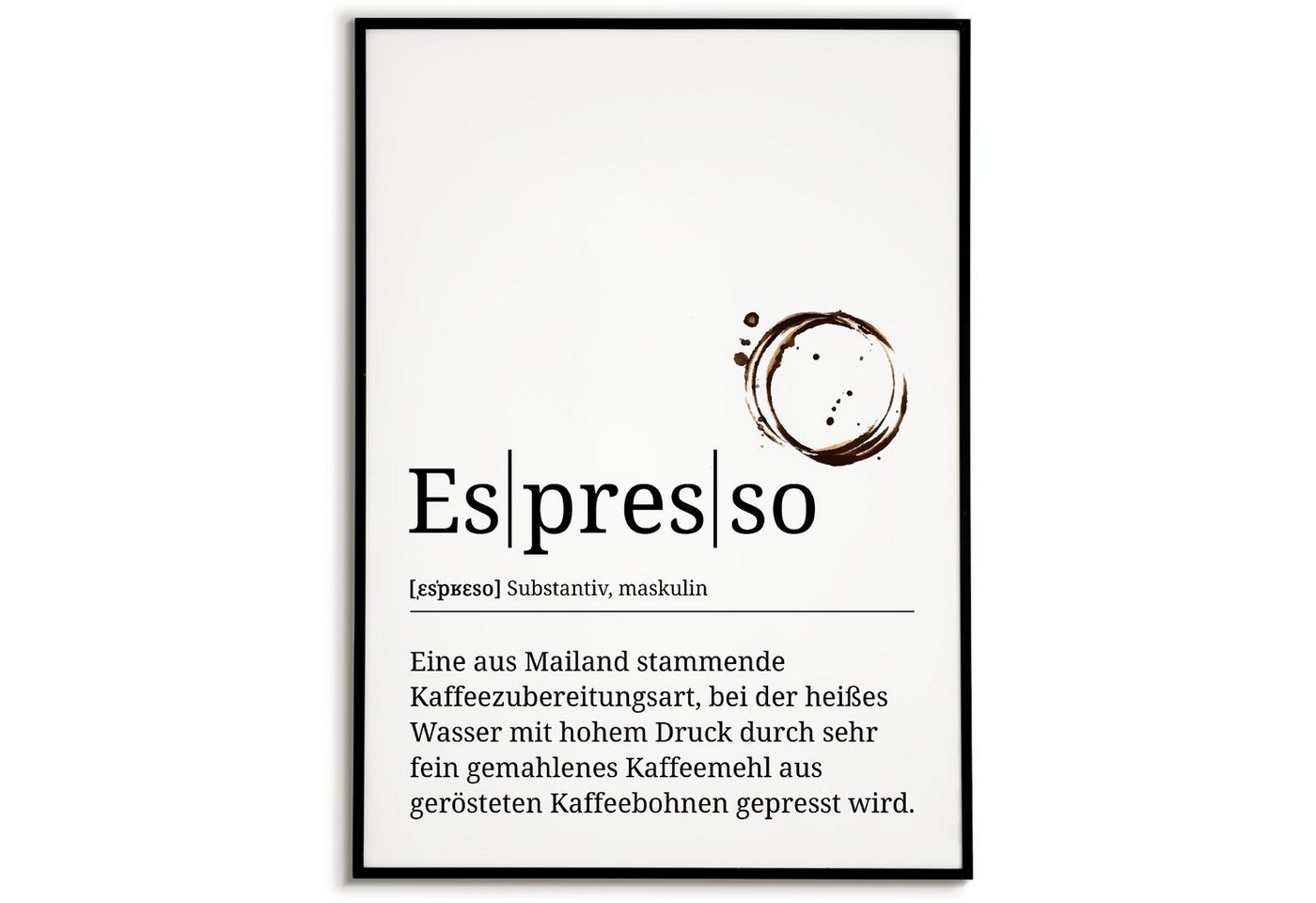 Tigerlino Poster Kaffeeliebhaber Geschenk Barista Küche Kaffee Wandbild Definition, Espresso von Tigerlino