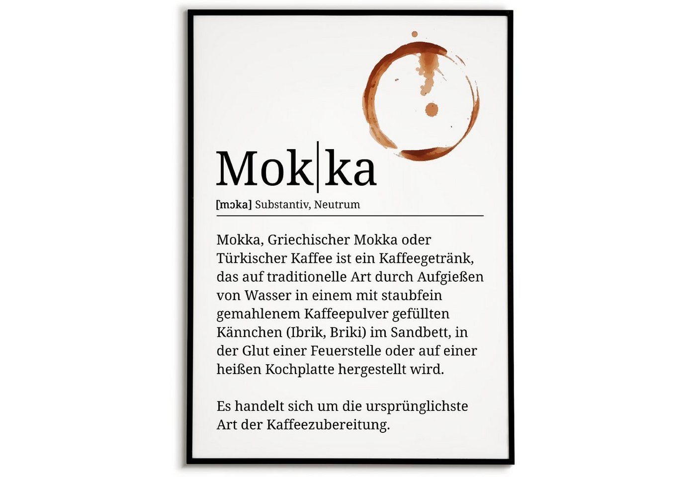 Tigerlino Poster Kaffeeliebhaber Geschenk Barista Küche Kaffee Wandbild Definition, Mokka von Tigerlino