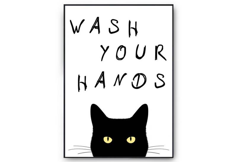Tigerlino Poster Katzen Wandbild Badezimmer Gästebad Katzenbesitzer WC Deko Lustig, Motiv 1, DIN A4 von Tigerlino