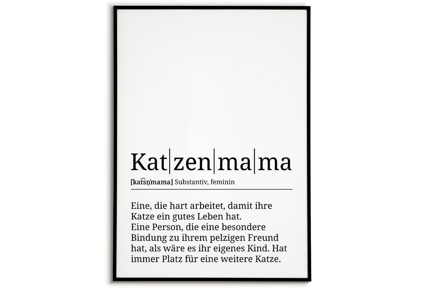 Tigerlino Poster Katzenmama Definition Wandbild Katzenliebhaber Geschenk Katzenbesitzer von Tigerlino