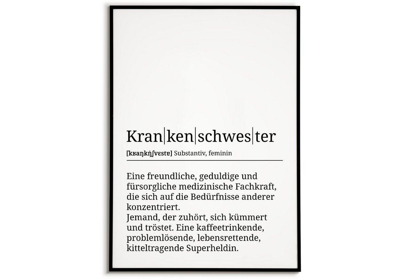 Tigerlino Poster Krankenschwester Definition Wandbild Mitarbeiter Danksagung Geschenk von Tigerlino