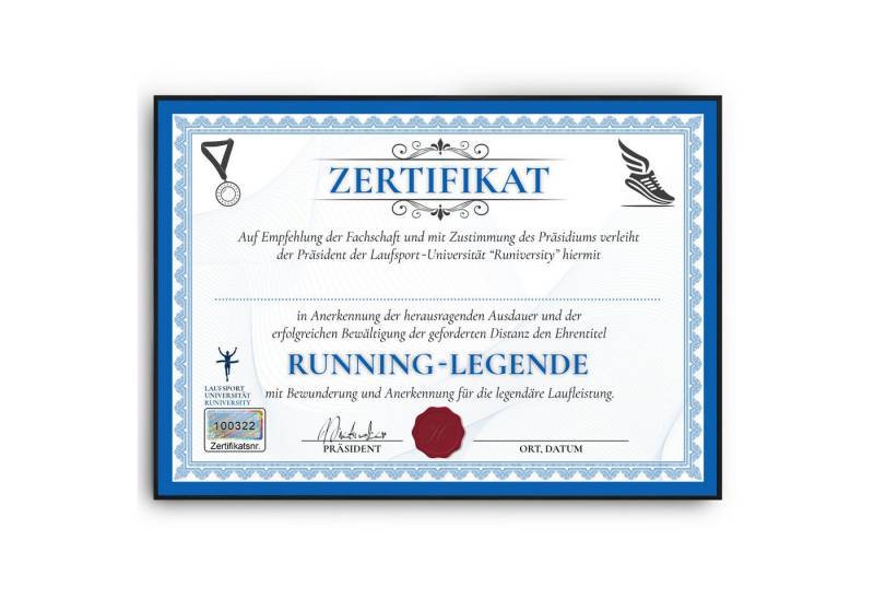 Tigerlino Poster Läufer Urkunde Lustig Marathonläufer Geschenk Marathon Witzig Jogger, Zertifikat von Tigerlino