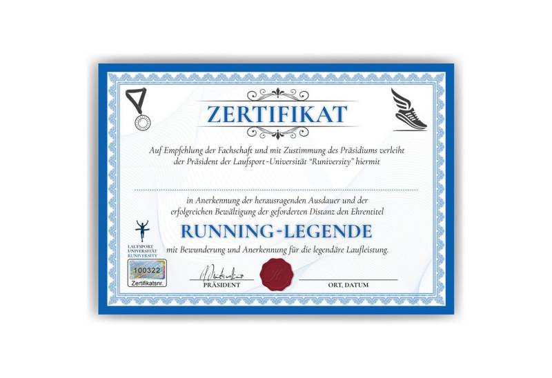 Tigerlino Poster Läufer Urkunde Lustig Marathonläufer Geschenk Marathon Witzig Jogger, Zertifikat von Tigerlino