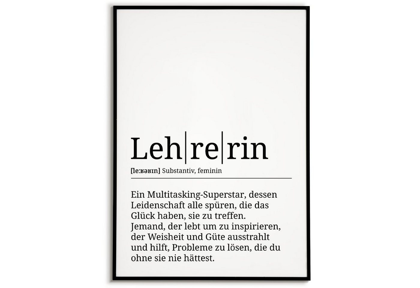 Tigerlino Poster Lehrerin Definition Wandbild Lehramt Lehrkraft Geschenk von Tigerlino