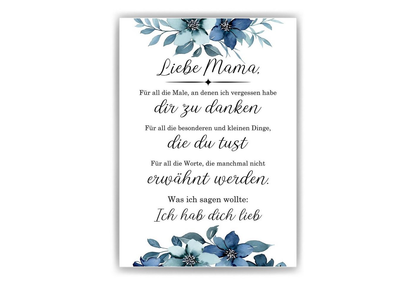 Tigerlino Poster Mama Danke Geschenk Muttertag Geburtstag Mama Spruch Mutter Kunstdruck, Blau, DIN A4 Tigerlino Poster Mama Danke Geschenk Muttertag Geburtstag Mama Spruch Mutter Kunstdruck, Blau, DIN A4 von Tigerlino