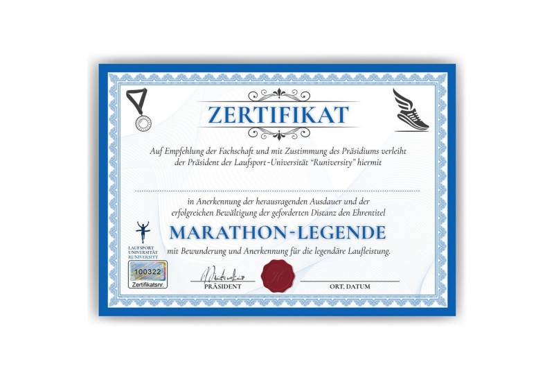 Tigerlino Poster Marathon Urkunde Lustig Marathonläufer Geschenk Läufer Witzig Joggen, Zertifikat von Tigerlino