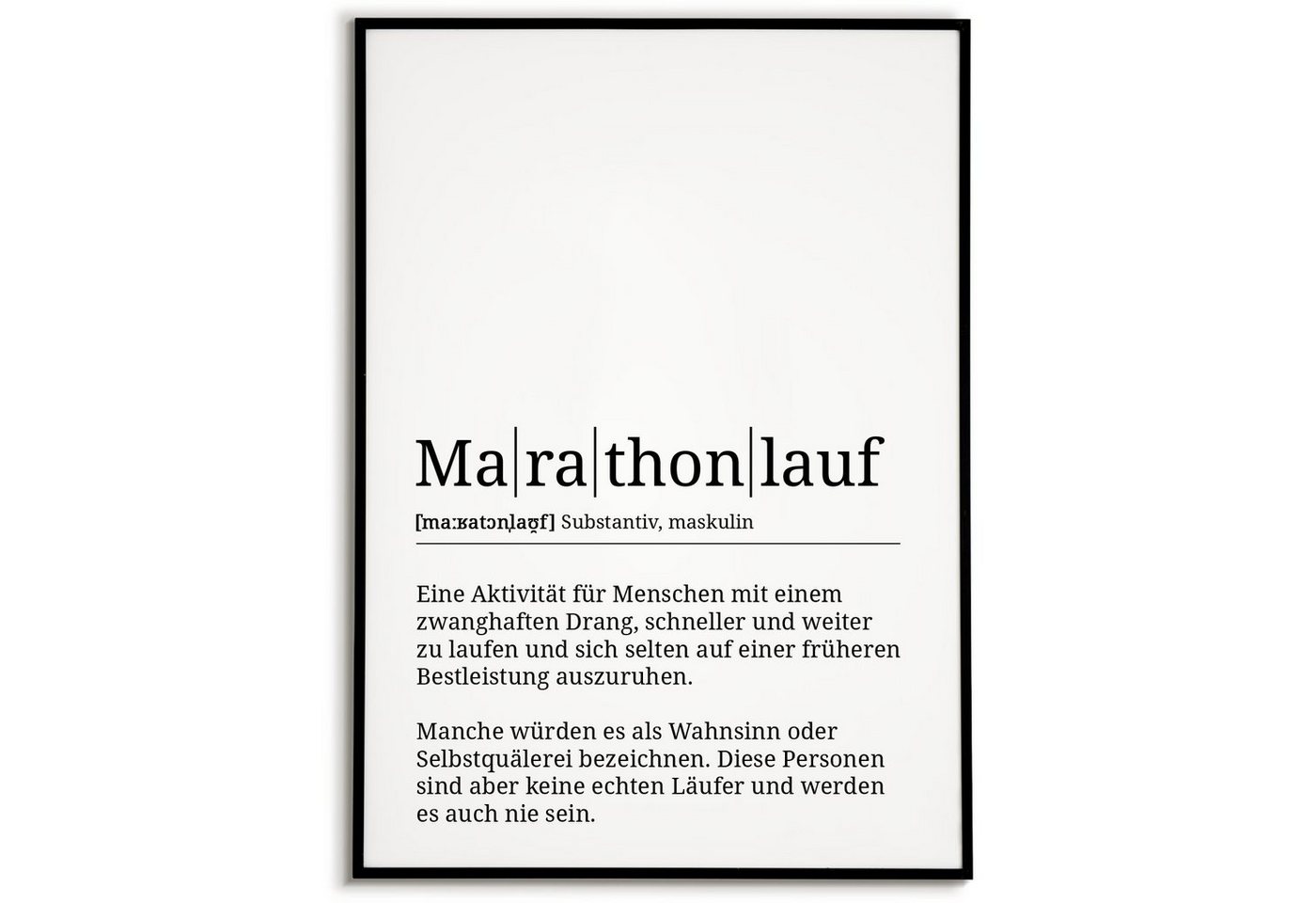 Tigerlino Poster Marathonlauf Definition Wandbild Marathonläufer Geschenk von Tigerlino