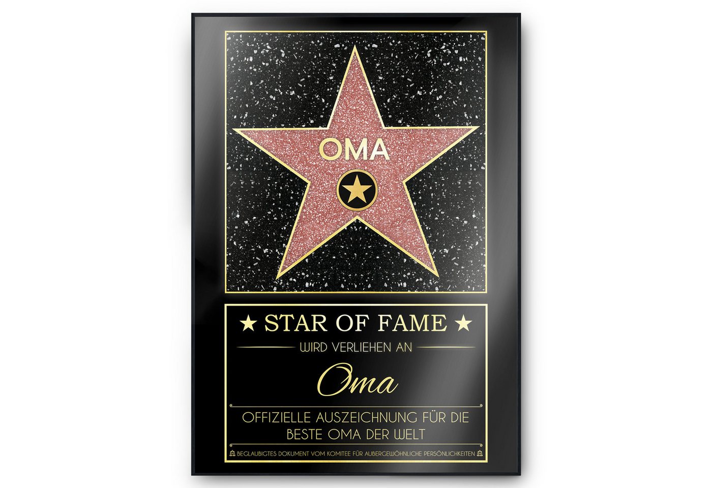 Tigerlino Poster Oma Hollywood Stern Walk of Fame Urkunde Geburtstag Geschenk Muttertag von Tigerlino