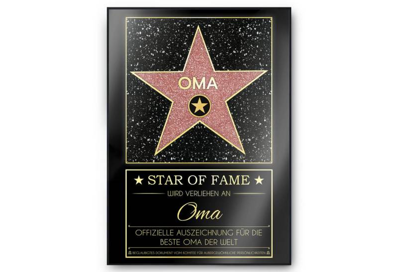 Tigerlino Poster Oma Hollywood Stern Walk of Fame Urkunde Geburtstag Geschenk Muttertag von Tigerlino