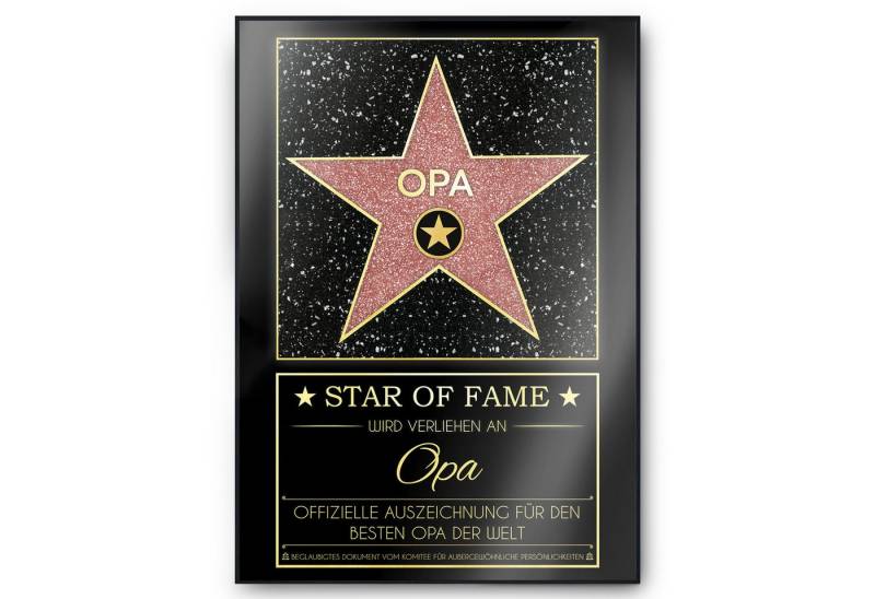 Tigerlino Poster Opa Hollywood Stern Walk of Fame Urkunde Geburtstag Geschenk Vatertag von Tigerlino