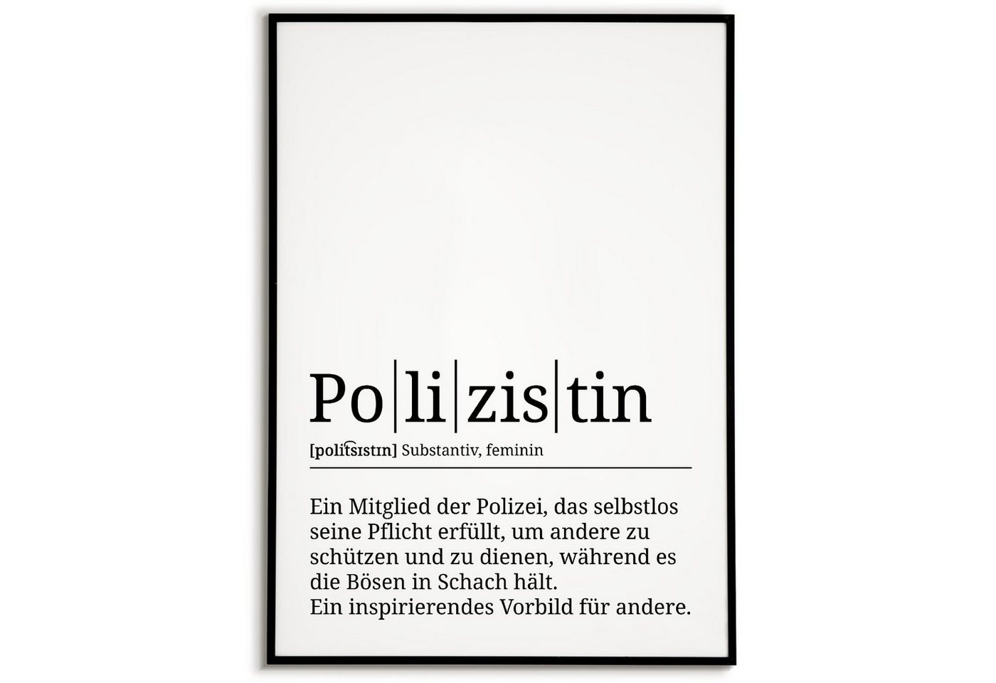 Tigerlino Poster Polizistin Definition Wandbild Mitarbeiter Geschenk von Tigerlino