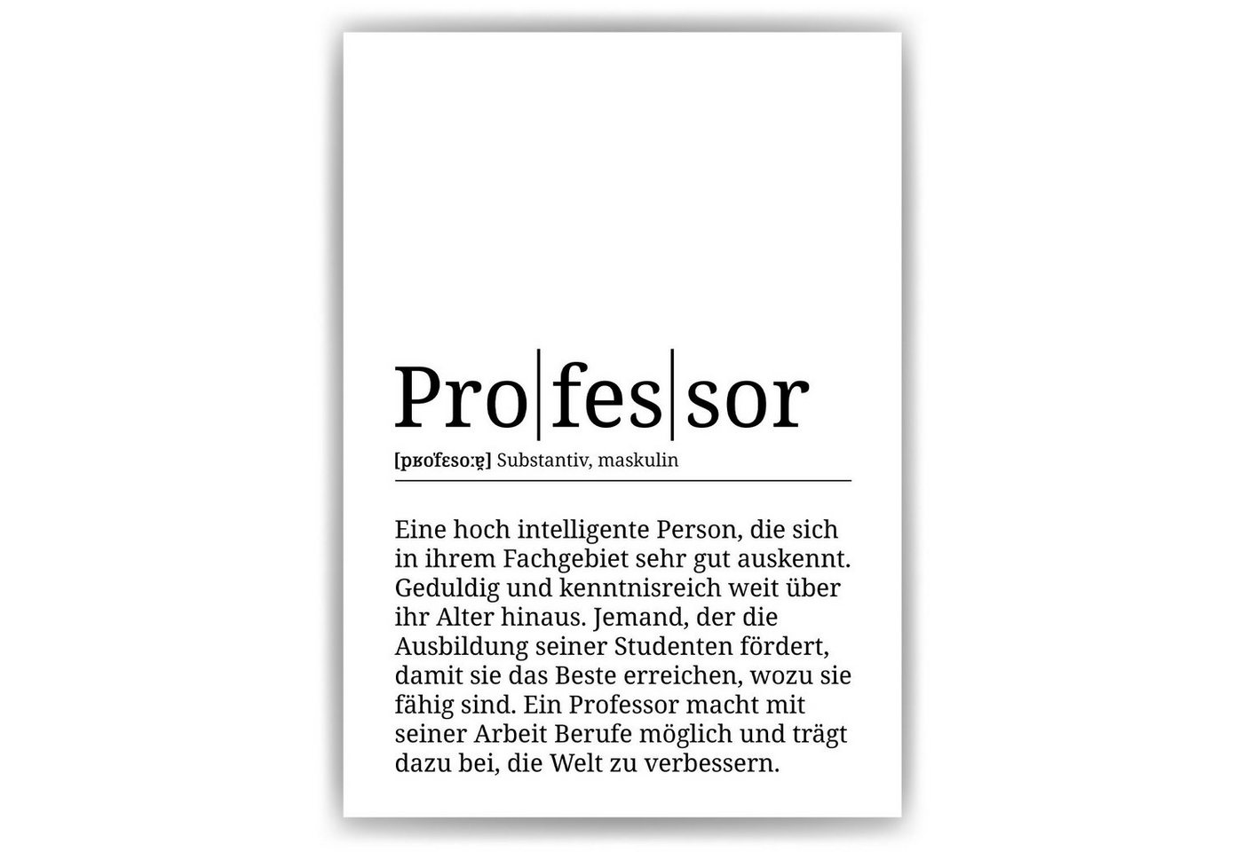 Tigerlino Poster Professor Definition Wandbild Universität Hochschule Geschenk von Tigerlino