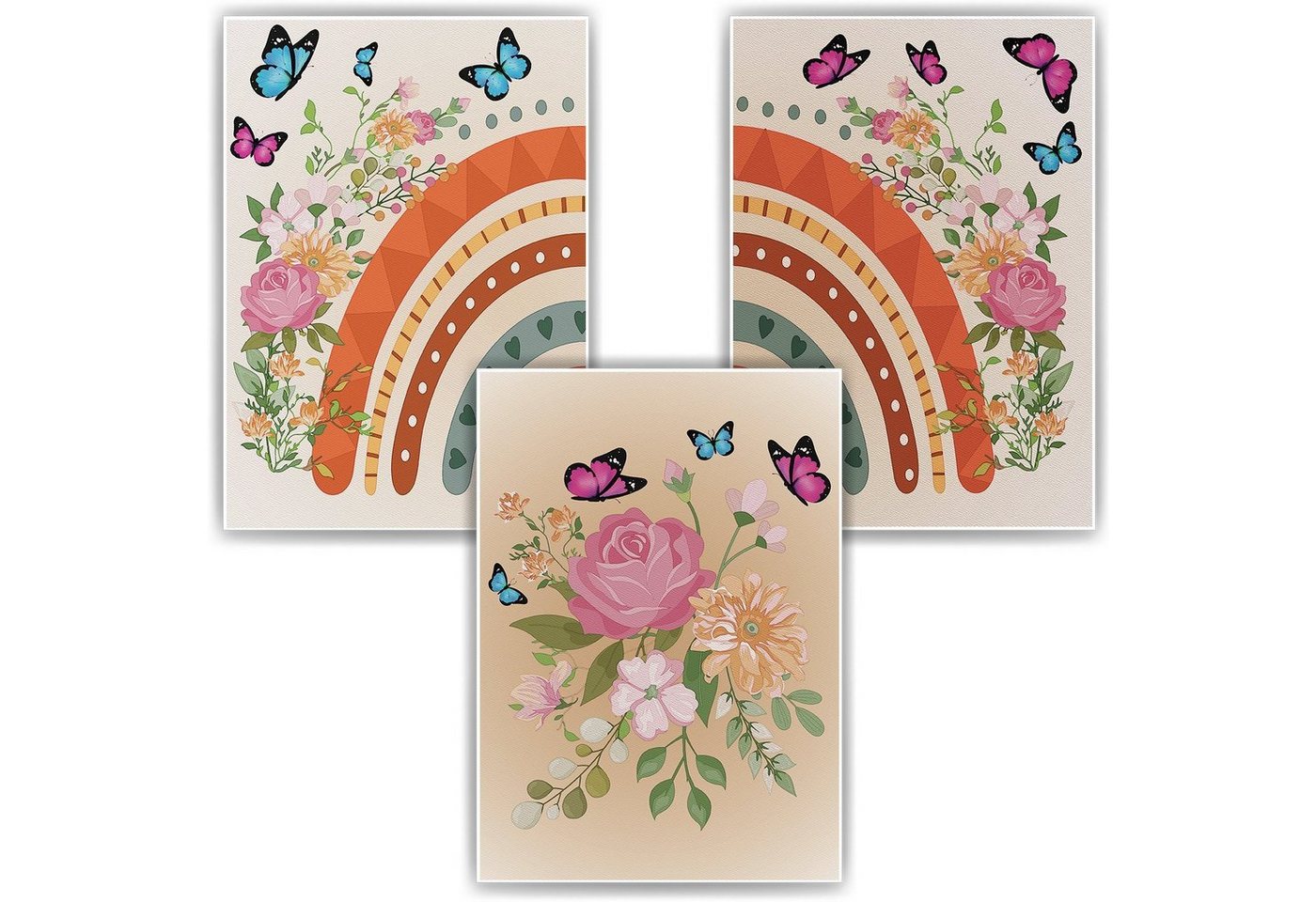 Tigerlino Poster Regenbogen Schmetterling Blumen 3er Set Kinderzimmer Wandbilder Tigerlino Poster Regenbogen Schmetterling Blumen 3er Set Kinderzimmer Wandbilder von Tigerlino