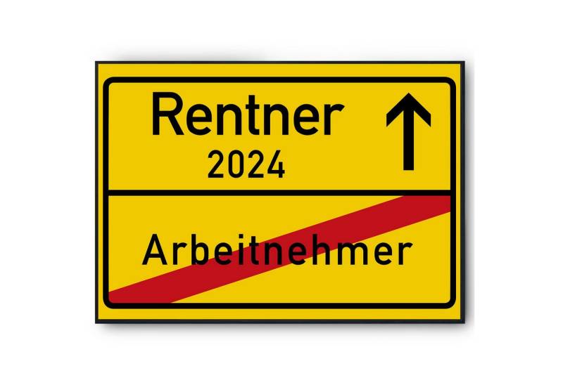 Tigerlino Poster Renter Geschenk Ruhestand 2024 Pensionär Rente Geschenkidee, Ortsschild aus Kartonpapier (kein Metall) von Tigerlino