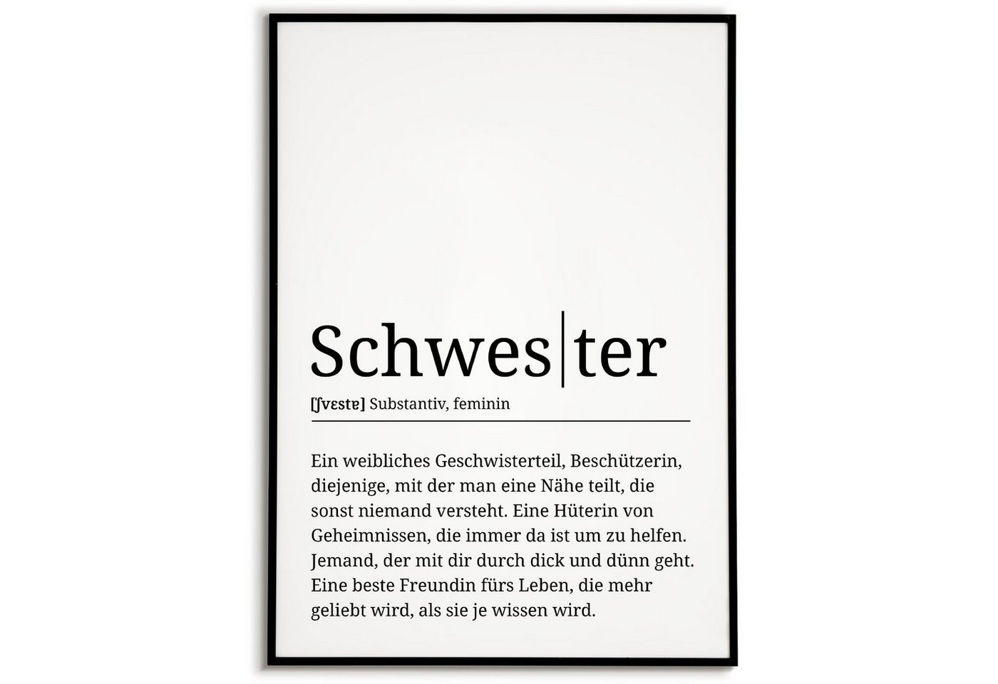 Tigerlino Poster Schwester Definition - Geburtstag Geschwister Geschenk von Tigerlino