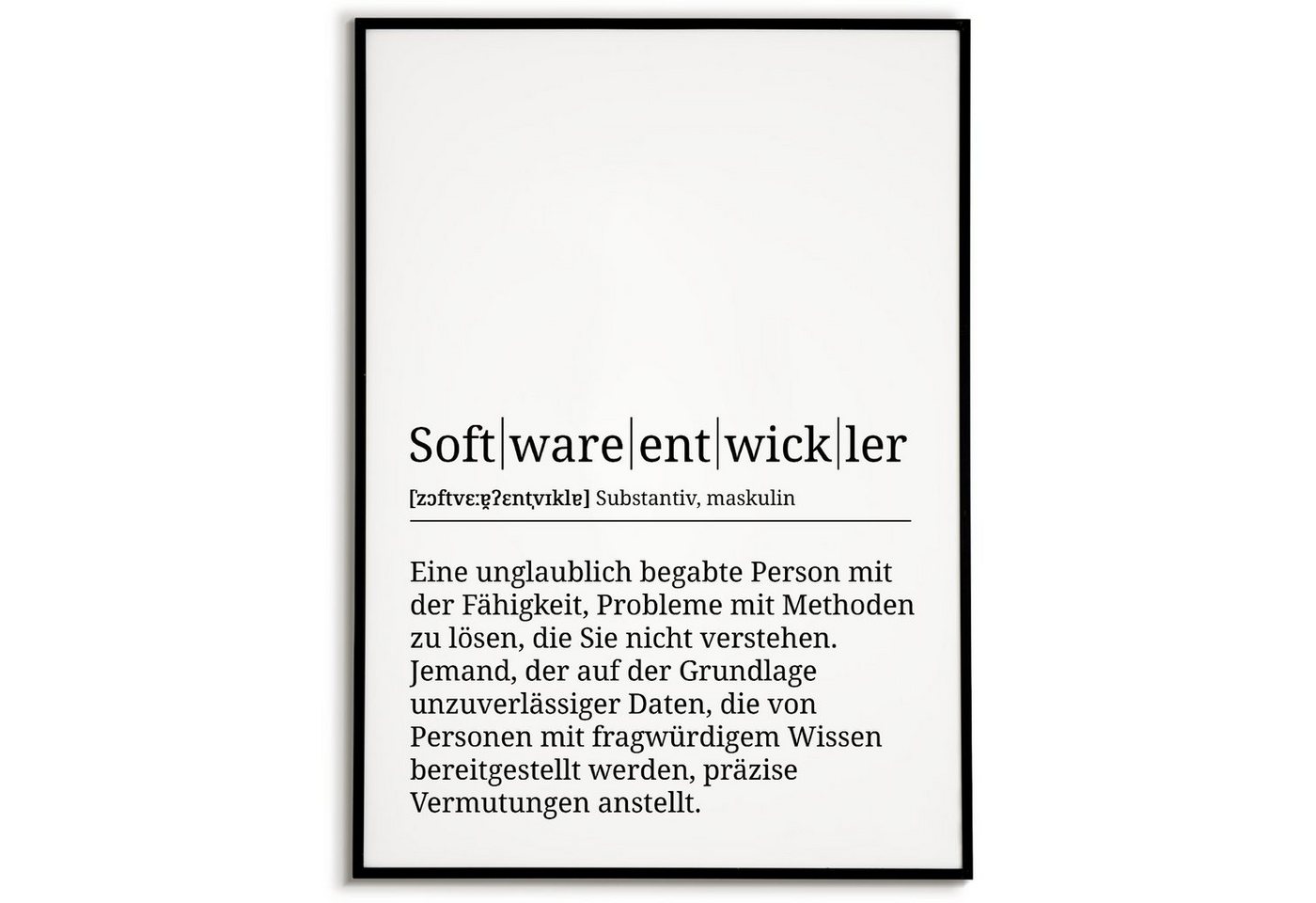 Tigerlino Poster Softwareentwickler Definition Wandbild IT Mitarbeiter Geschenk von Tigerlino