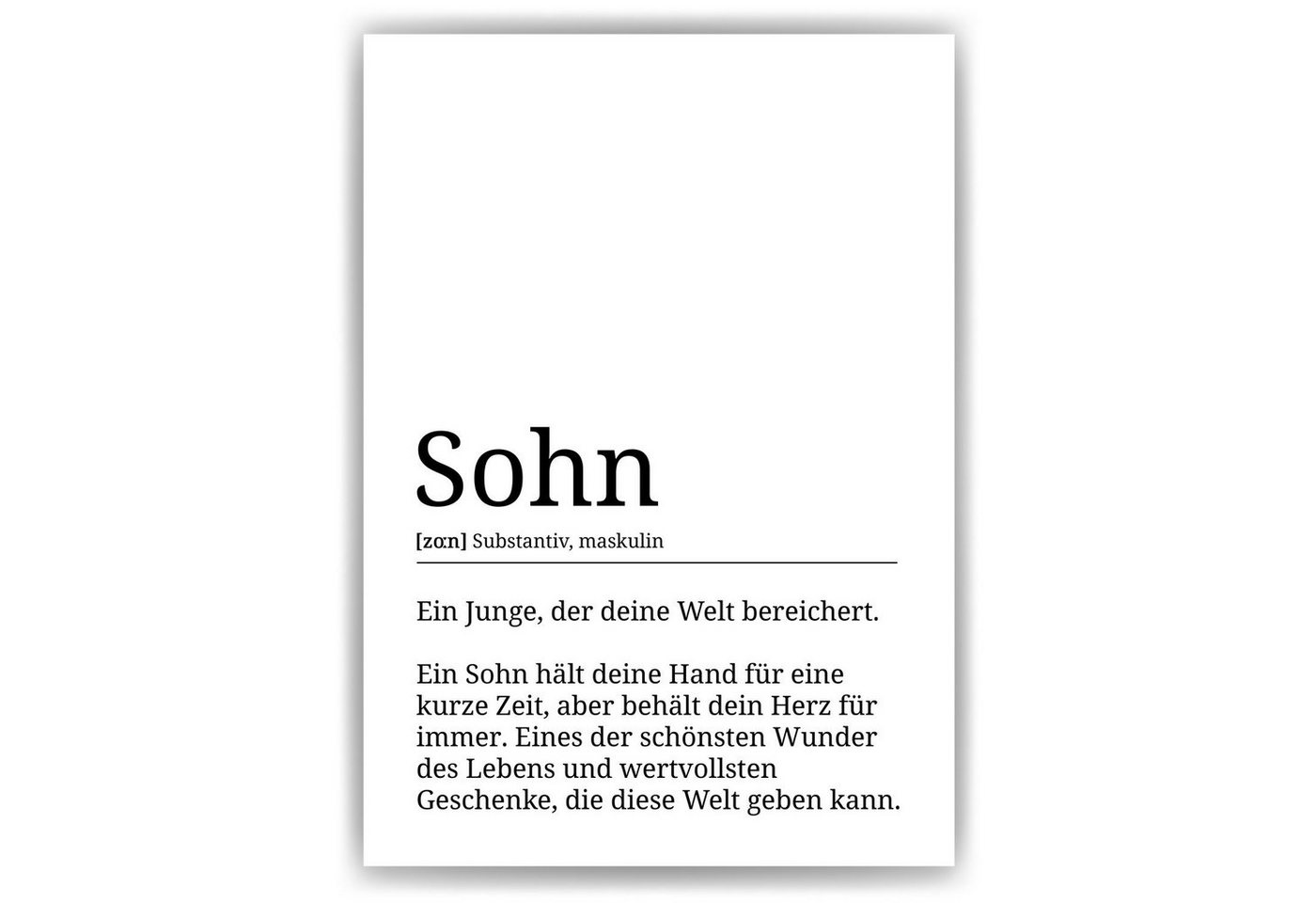 Tigerlino Poster Sohn Definition Wandbild Geburtstag Sohn Geschenkidee von Tigerlino