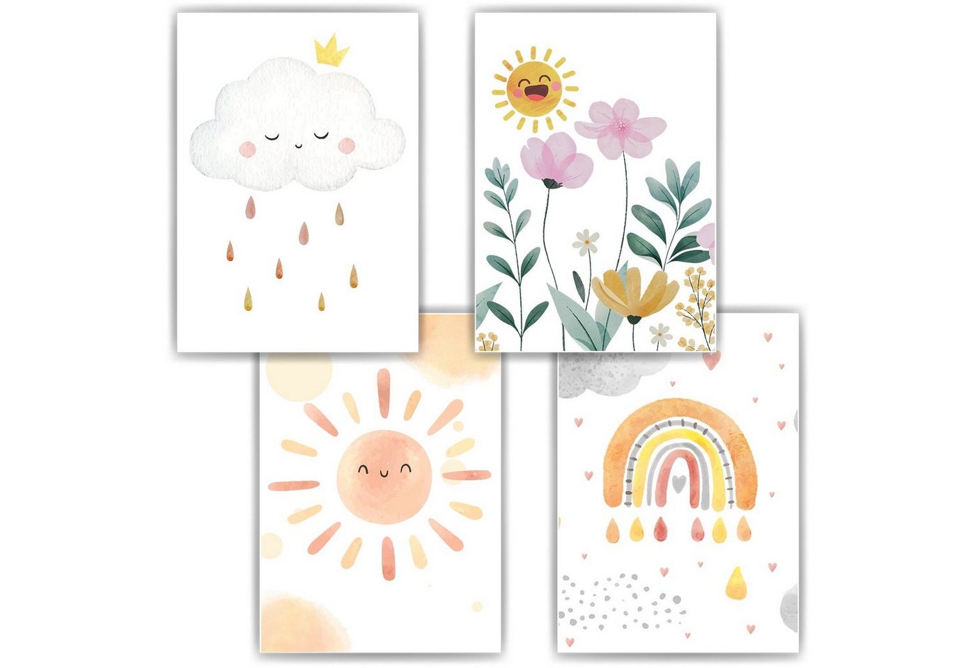 Tigerlino Poster Sonne Wolke Blumen Regenbogen 4er Set Kinderzimmer Wandbilder Poster Tigerlino Poster Sonne Wolke Blumen Regenbogen 4er Set Kinderzimmer Wandbilder Poster von Tigerlino