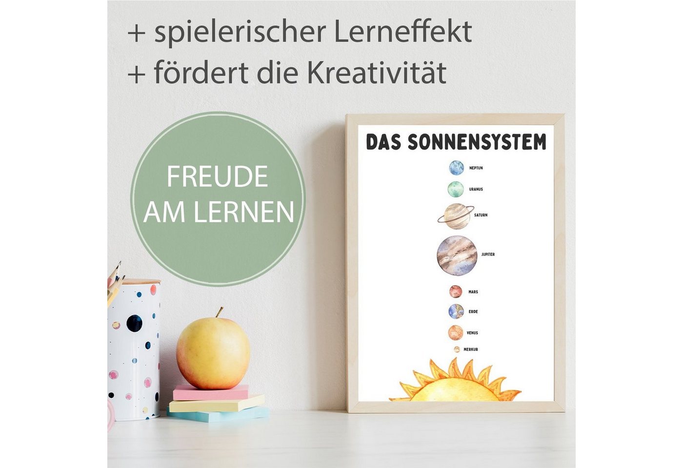 Tigerlino Poster Sonnensystem Kinderzimmer Lernposter Wandbild Lernhilfe Poster von Tigerlino