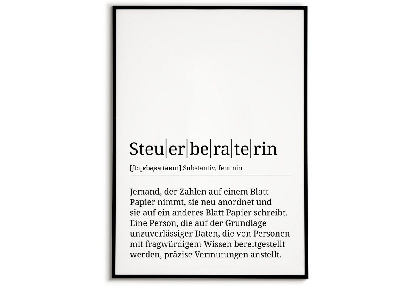 Tigerlino Poster Steuerberaterin Definition Wandbild Mitarbeiterin Geschenk von Tigerlino