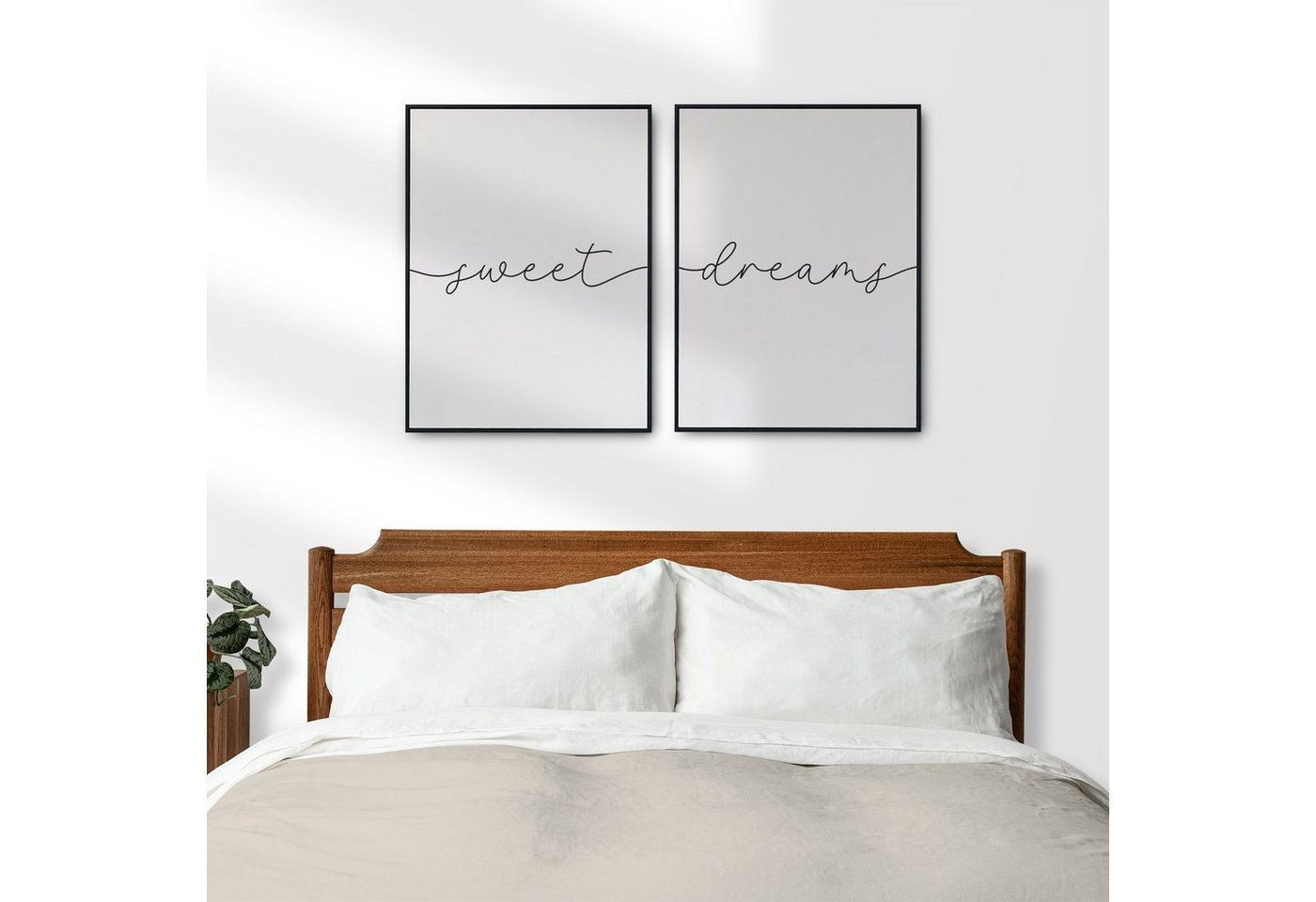 Tigerlino Poster Sweet Dreams 2er Set Schlafzimmer Poster Bett Wandbild Schlafen von Tigerlino