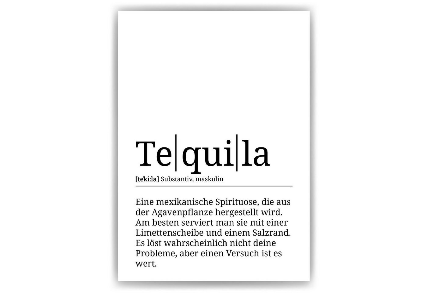 Tigerlino Poster Tequila Definition Wandbild Kunstdruck Kneipe Alkohol Bilder Tigerlino Poster Tequila Definition Wandbild Kunstdruck Kneipe Alkohol Bilder von Tigerlino