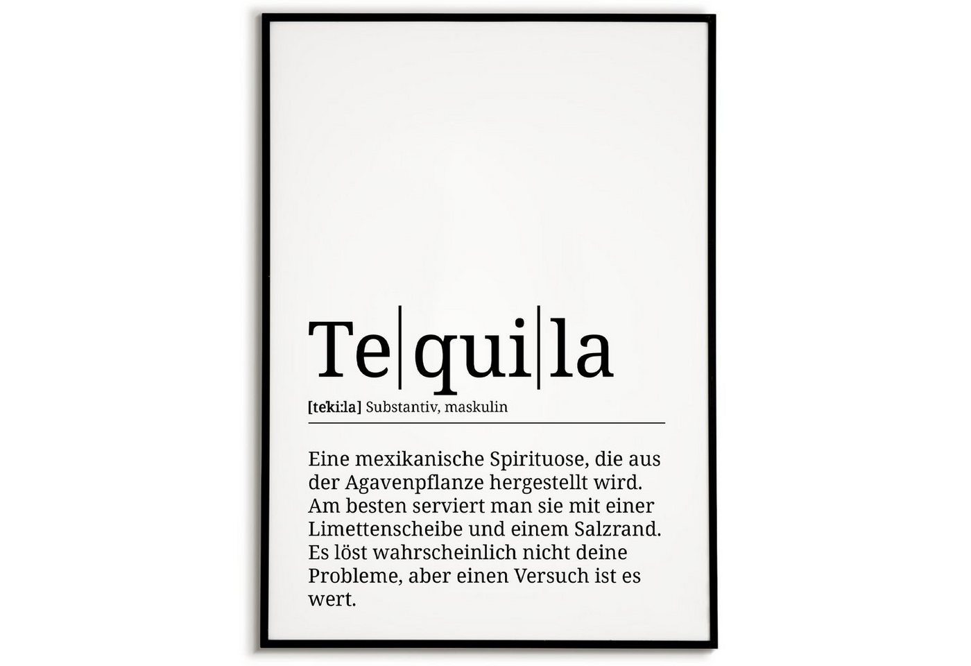 Tigerlino Poster Tequila Definition Wandbild Kunstdruck Kneipe Alkohol Bilder von Tigerlino