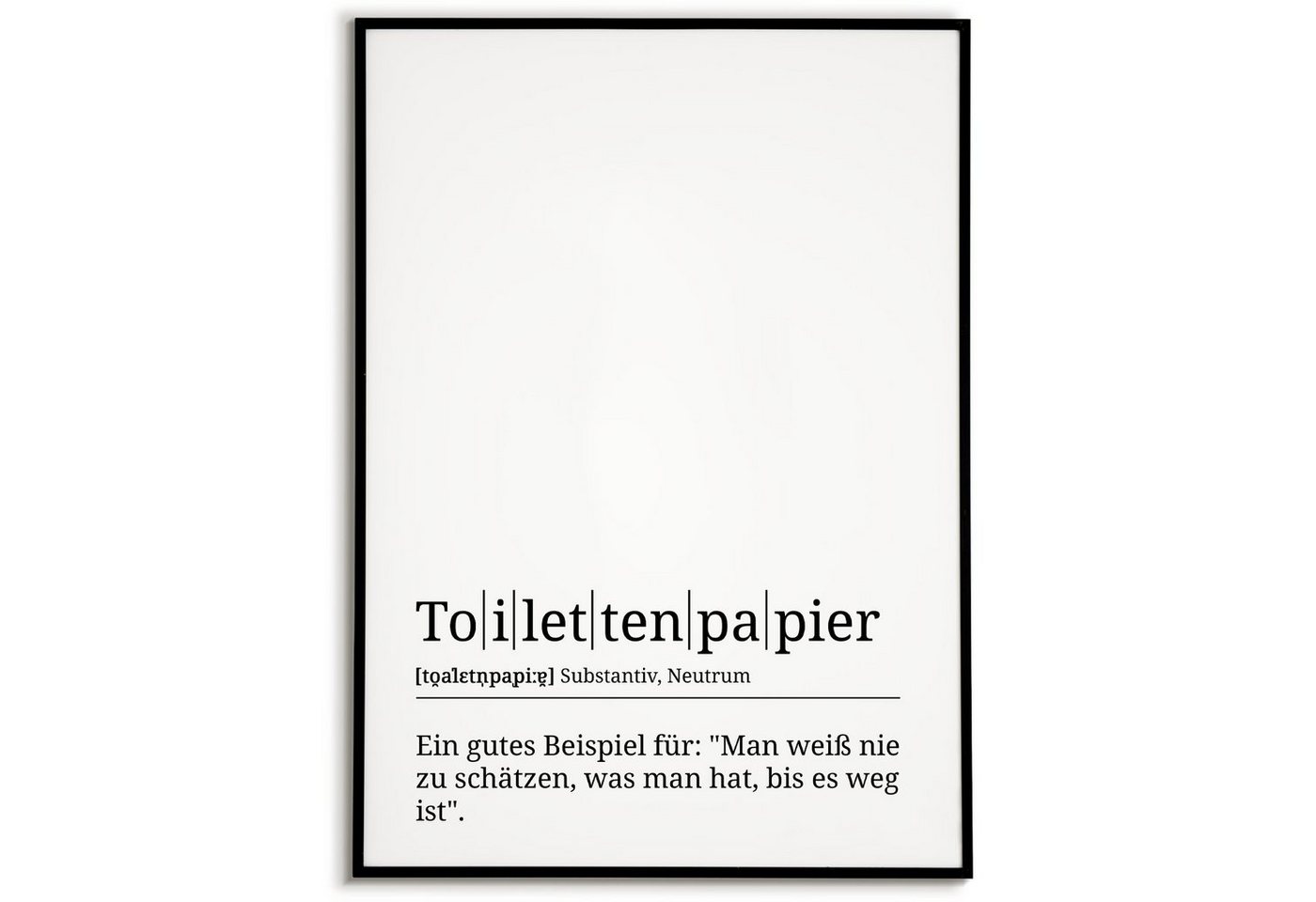 Tigerlino Poster Toilettenpapier Definition Wandbild Kunstdruck Badezimmer von Tigerlino