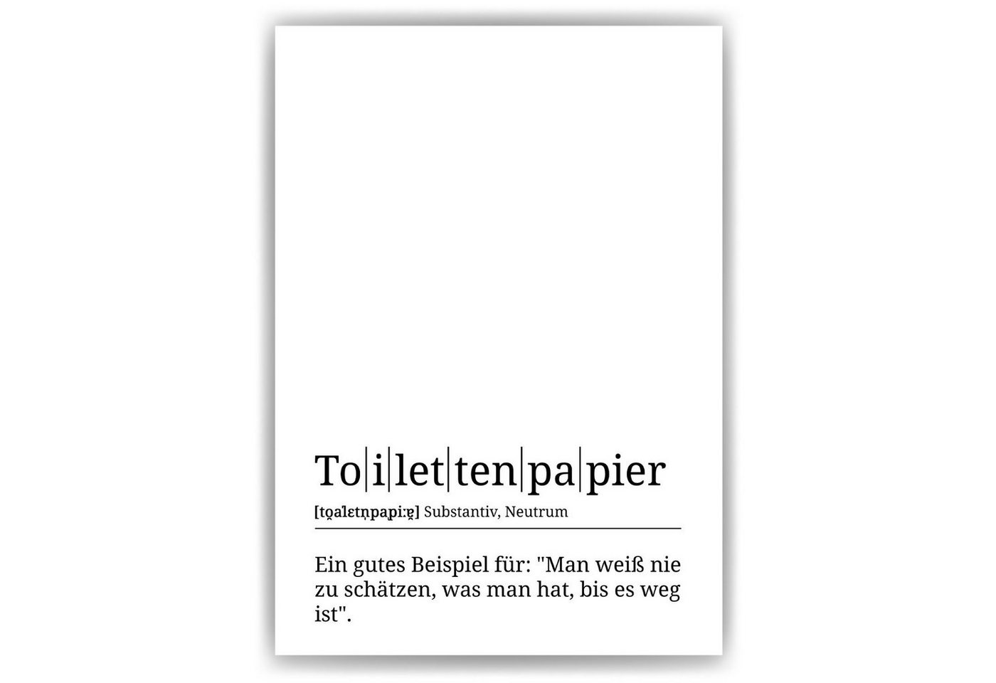 Tigerlino Poster Toilettenpapier Definition Wandbild Kunstdruck Badezimmer von Tigerlino
