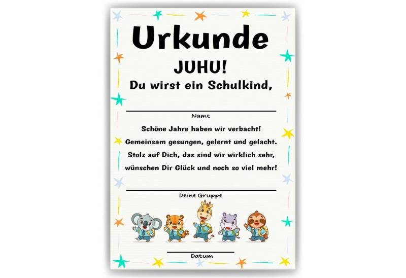 Tigerlino Poster Urkunde Kindergartenabschied Einschulung Schulkind Schulanfang von Tigerlino
