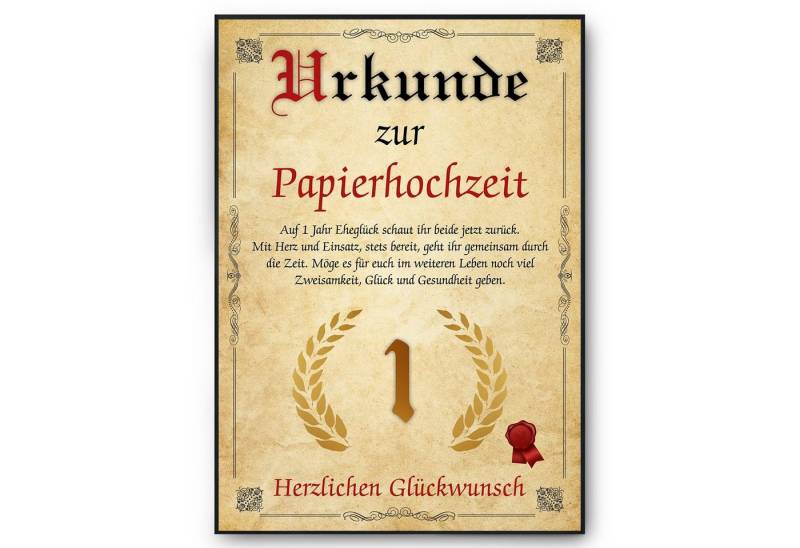 Tigerlino Poster Urkunde zum 1. Hochzeitstag Geschenk 1. Jahrestag Karte Ehepaar, Papierhochzeit Tigerlino Poster Urkunde zum 1. Hochzeitstag Geschenk 1. Jahrestag Karte Ehepaar, Papierhochzeit von Tigerlino