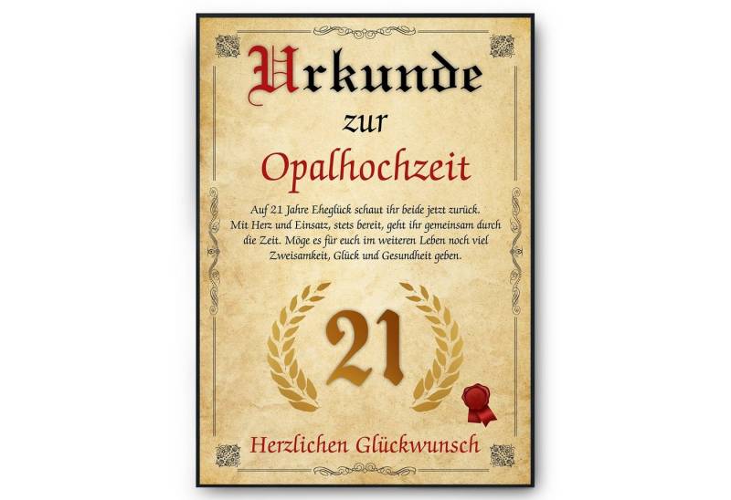 Tigerlino Poster Urkunde zum 21. Hochzeitstag Geschenk 21. Jahrestag Karte Ehepaar, Opalhochzeit Tigerlino Poster Urkunde zum 21. Hochzeitstag Geschenk 21. Jahrestag Karte Ehepaar, Opalhochzeit von Tigerlino