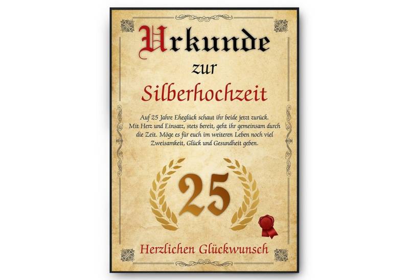 Tigerlino Poster Urkunde zum 25. Hochzeitstag Geschenk 25. Jahrestag Karte Ehepaar, Silberhochzeit Tigerlino Poster Urkunde zum 25. Hochzeitstag Geschenk 25. Jahrestag Karte Ehepaar, Silberhochzeit von Tigerlino