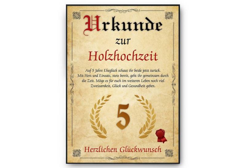 Tigerlino Poster Urkunde zum 5. Hochzeitstag Geschenk 5. Jahrestag Karte Ehepaar, Holzhochzeit Tigerlino Poster Urkunde zum 5. Hochzeitstag Geschenk 5. Jahrestag Karte Ehepaar, Holzhochzeit von Tigerlino