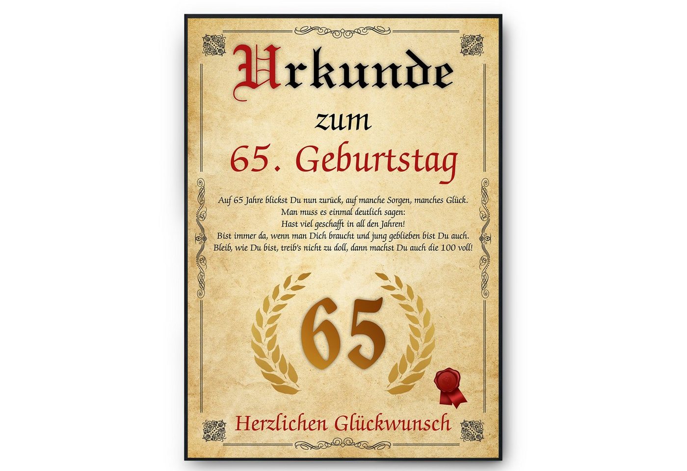 Tigerlino Poster Urkunde zum Geburtstag Mann Frau Geburtstagsgeschenk Geburtstagskarte, 65. Geburtstag Jahrgang 1959, Geburtstagsurkunde von Tigerlino