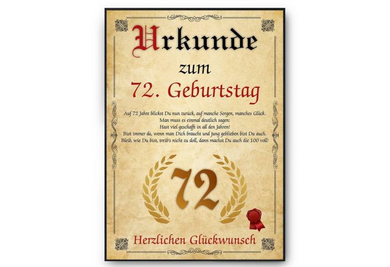 Tigerlino Poster Urkunde zum Geburtstag Mann Frau Geburtstagsgeschenk Geburtstagskarte, 72. Geburtstag Jahrgang 1952, Geburtstagsurkunde Tigerlino Poster Urkunde zum Geburtstag Mann Frau Geburtstagsgeschenk Geburtstagskarte, 72. Geburtstag Jahrgang 1952, Geburtstagsurkunde von Tigerlino