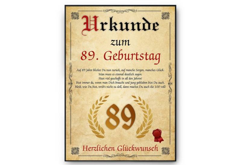Tigerlino Poster Urkunde zum Geburtstag Mann Frau Geburtstagsgeschenk Geburtstagskarte, 89. Geburtstag Jahrgang 1936, Geburtstagsurkunde von Tigerlino