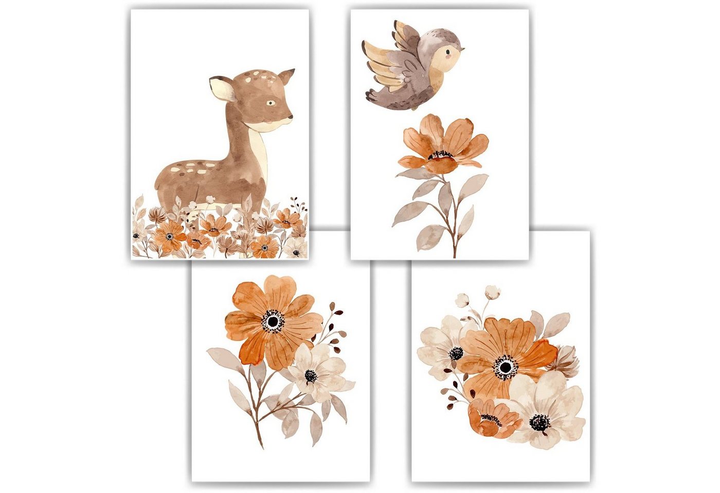 Tigerlino Poster Waldtiere 4er Set Bilder Reh Vogel Blumen Kinderzimmer Deko Wandbilder Tigerlino Poster Waldtiere 4er Set Bilder Reh Vogel Blumen Kinderzimmer Deko Wandbilder von Tigerlino