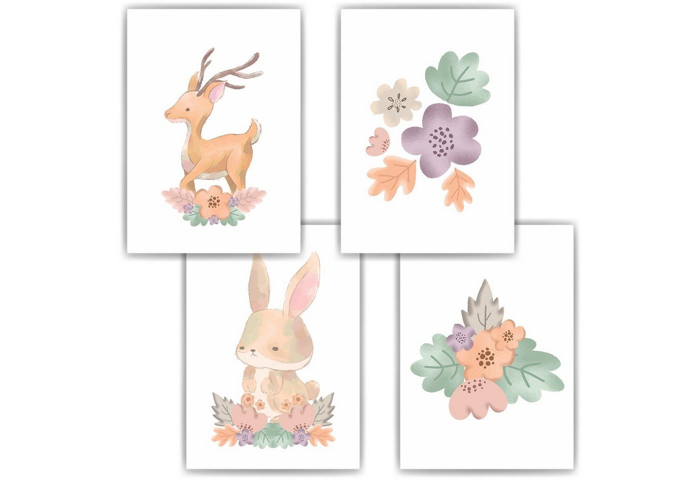 Tigerlino Poster Waldtiere Reh Hase Blumen 4er Set Kinderzimmer Wandbilder Deko Poster Tigerlino Poster Waldtiere Reh Hase Blumen 4er Set Kinderzimmer Wandbilder Deko Poster von Tigerlino