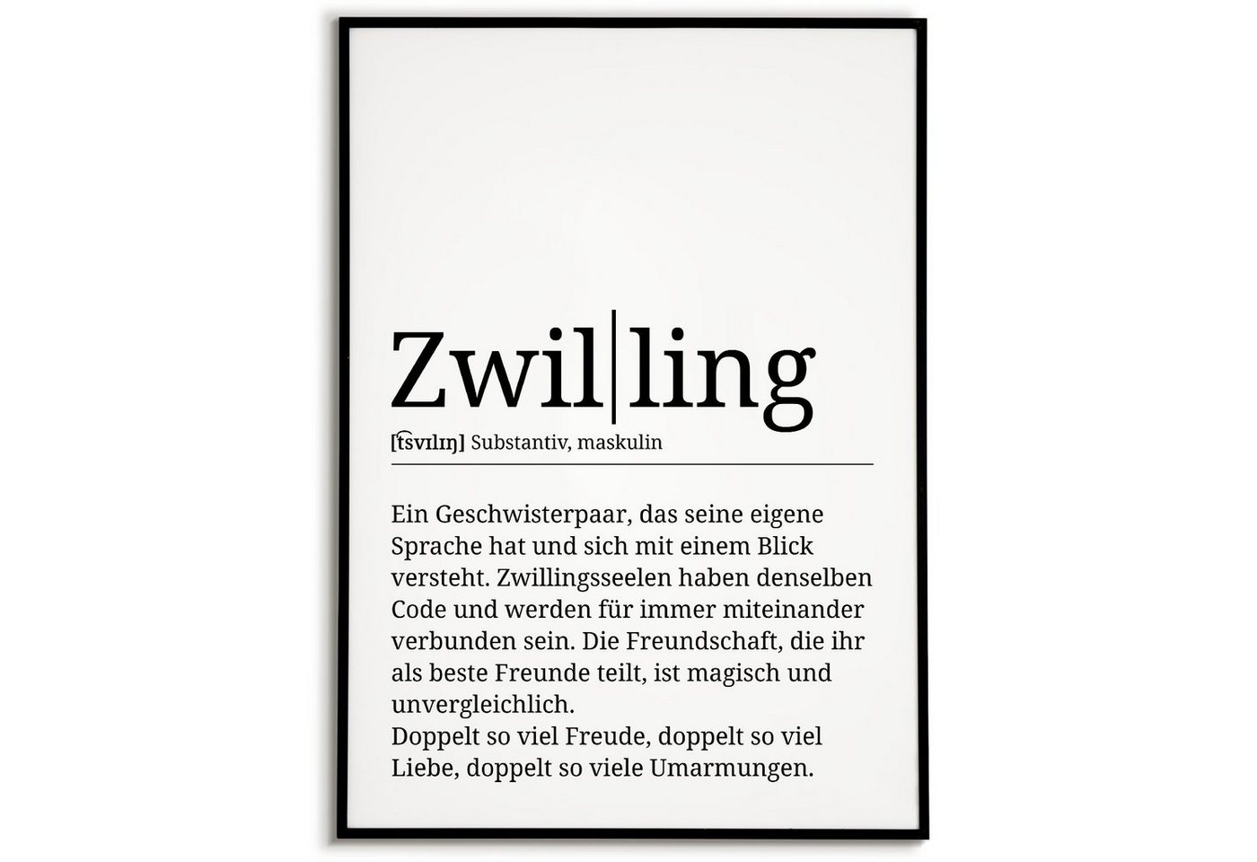 Tigerlino Poster Zwilling Definition - Geburtstag Bruder Schwester Geschwister Geschenk von Tigerlino