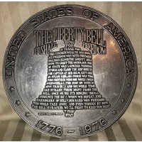 Große Pewter Bicentennial Liberty Bell Trivet/Wall Plaque Desiged By Weeber Made Wilton von TigersTradingPost