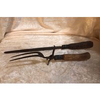 Jahrgang Hirschhorn Echte Hirsch Messer Schärfen Datei & Carving Gabel Paar von TigersTradingPost